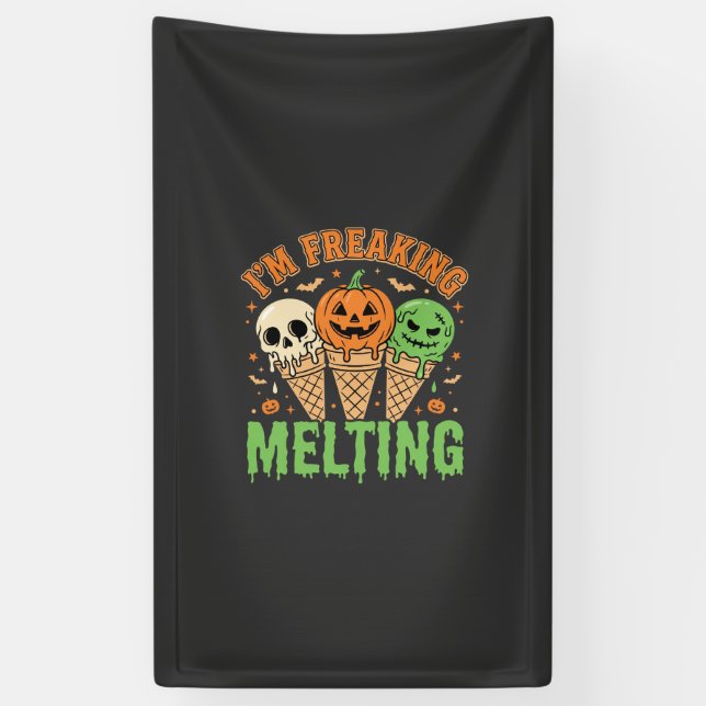 Halloween Freaking Melting Ice Cream Banner (Vertical)