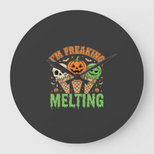 Halloween Freaking Melting Ice Cream Large Clock