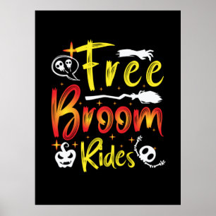 Halloween Free Broom Rides Birthday Poster