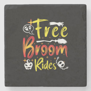 Halloween Free Broom Rides Birthday Stone Coaster
