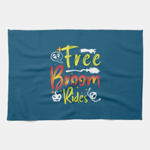 Halloween Free Broom Rides Birthday Tea Towel