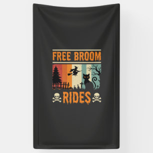 Halloween Free Broom Rides Witch Cat Banner