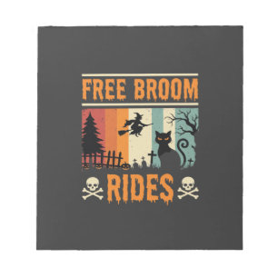 Halloween Free Broom Rides Witch Cat Notepad