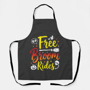 Halloween Free Broom Rides Witch Graphic Apron