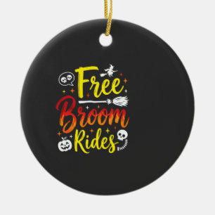 Halloween Free Broom Rides Witch Graphic Ceramic Tree Decoration