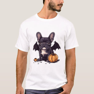 Halloween French Bulldog Bat Wings Pumpkins T-Shirt