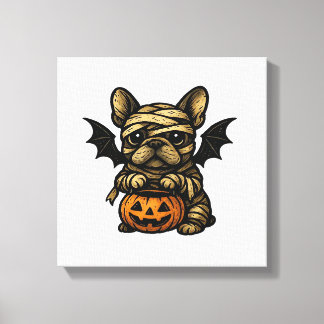 Halloween French Bulldog � Cute Spooky Dog Art Cla Canvas Print