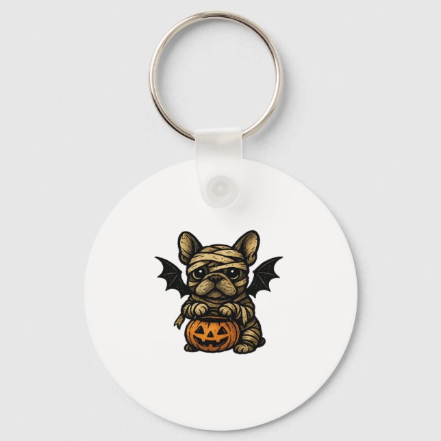 Halloween French Bulldog � Cute Spooky Dog Art Cla Key Ring (Front)