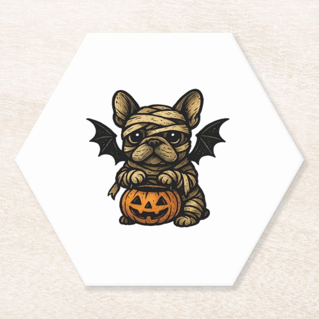 Halloween French Bulldog � Cute Spooky Dog Art Cla Paper Coaster (Front)