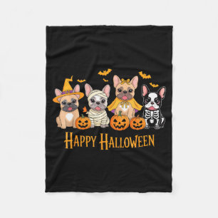 Halloween French Bulldog Dogs Pumpkin Funny Fleece Blanket