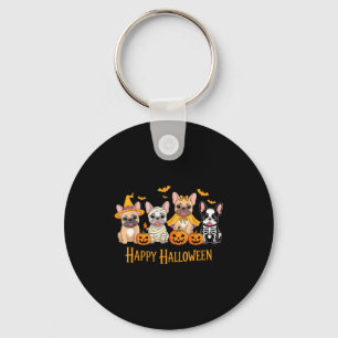 Halloween French Bulldog Dogs Pumpkin Funny  Key Ring