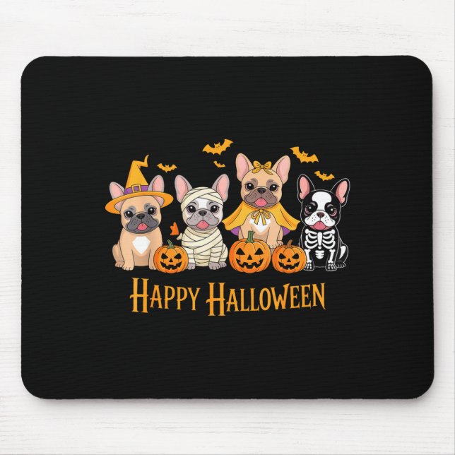 Halloween French Bulldog Dogs Pumpkin Funny  Mouse Mat (Front)
