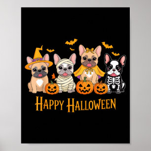 Halloween French Bulldog Dogs Pumpkin Funny Poster
