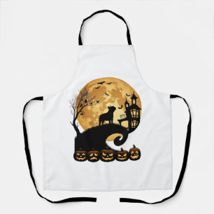 Halloween French Bulldog Moon Spooky Pumpkins Haun Apron