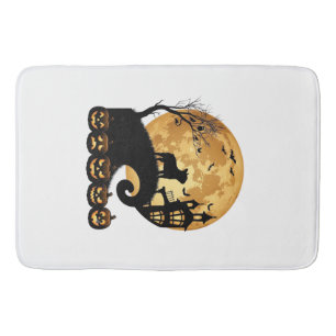 Halloween French Bulldog Moon Spooky Pumpkins Haun Bath Mat
