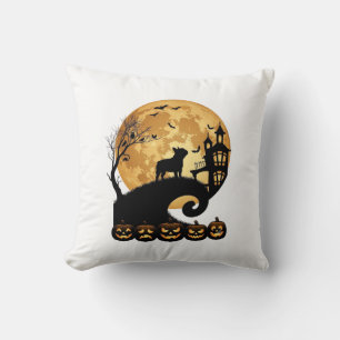 Halloween French Bulldog Moon Spooky Pumpkins Haun Cushion