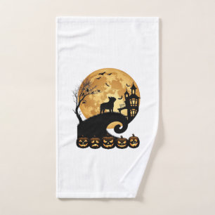 Halloween French Bulldog Moon Spooky Pumpkins Haun Hand Towel