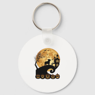Halloween French Bulldog Moon Spooky Pumpkins Haun Key Ring