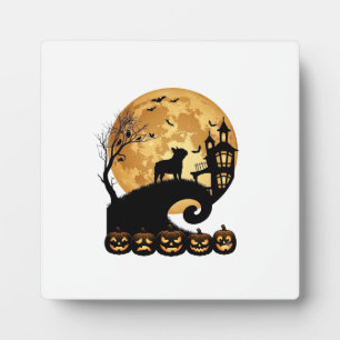 Halloween French Bulldog Moon Spooky Pumpkins Haun Plaque