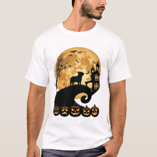 Halloween French Bulldog Moon Spooky Pumpkins Haun T-Shirt