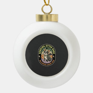 Halloween French Bulldog Night Patrol Ceramic Ball Christmas Ornament