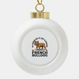 Halloween French Bulldog Pumpkin Costume Shirt_1 Ceramic Ball Christmas Ornament