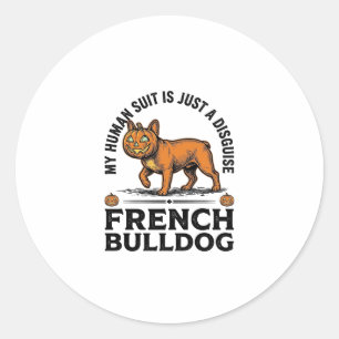 Halloween French Bulldog Pumpkin Costume Shirt_1 Classic Round Sticker