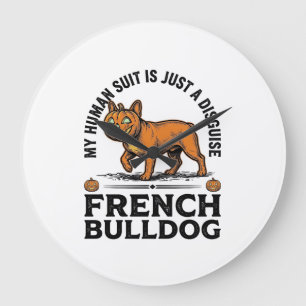 Halloween French Bulldog Pumpkin Costume Shirt_1 Large Clock