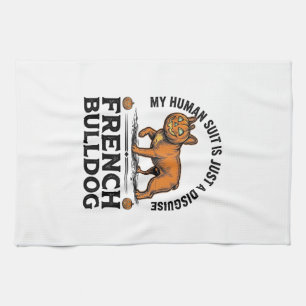 Halloween French Bulldog Pumpkin Costume Shirt_1 Tea Towel