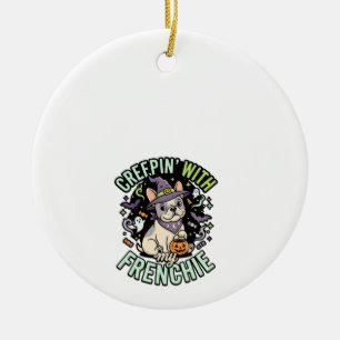 Halloween French Bulldog Spooky Companion Ceramic Tree Decoration