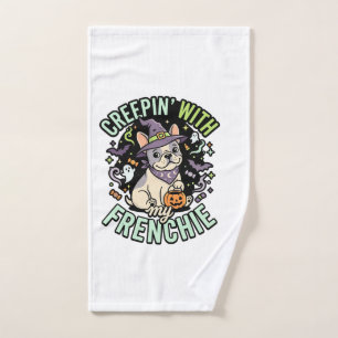 Halloween French Bulldog Spooky Companion Hand Towel