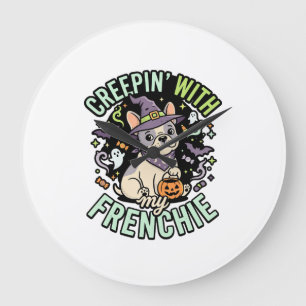 Halloween French Bulldog Spooky Companion Large Clock