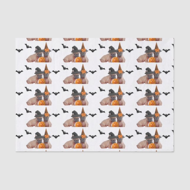 Halloween French Bulldog tissue paper (Front)