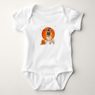 Halloween French Bulldog Trick Or Treat Pumpkin Baby Bodysuit