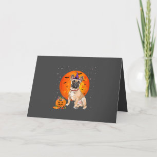 Halloween French Bulldog Trick Or Treat Pumpkin Holiday Card