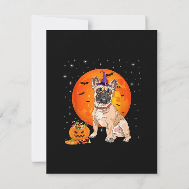 Halloween French Bulldog Trick Or Treat Pumpkin Thank You Card (Front)