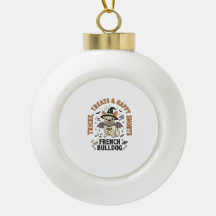 Halloween French Bulldog Trickster Ceramic Ball Christmas Ornament