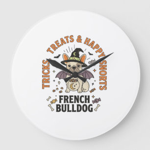 Halloween French Bulldog Trickster Large Clock