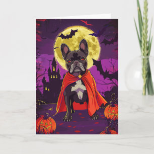 Halloween French Bulldog Vampire Pumpkins Scary Card