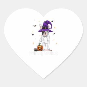 Halloween French Bulldog Witch Honkus Ponkus Heart Sticker