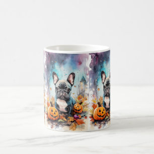 Halloween French Bulldog With Pumpkins Scary Coffee Mug