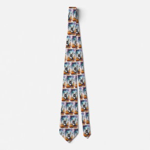 Halloween French Bulldog With Pumpkins Scary Tie