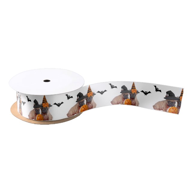 Halloween French Bulldogs dog Satin Ribbon (Spool)