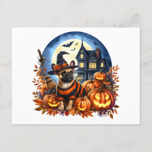 Halloween French Bulldogs Holiday Postcard