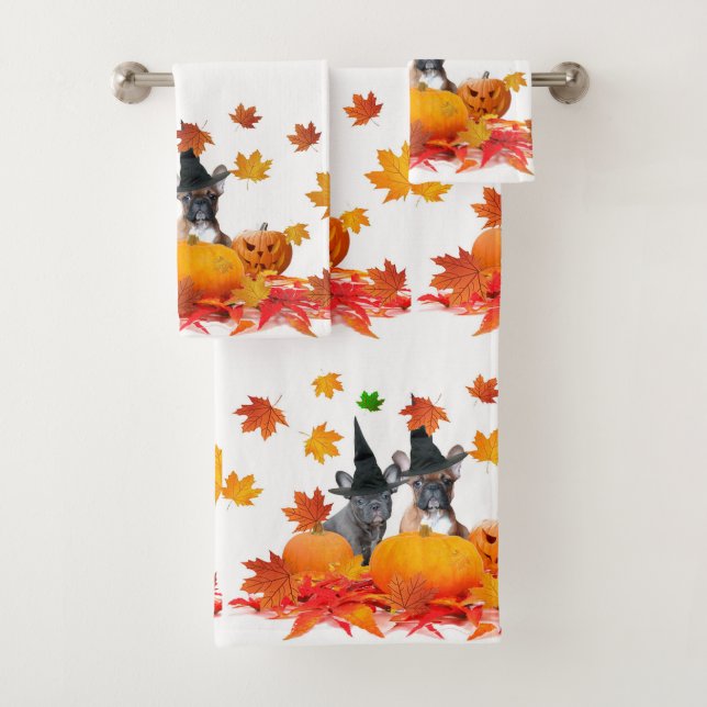 Halloween French bulldogs puppy towel set (Insitu)