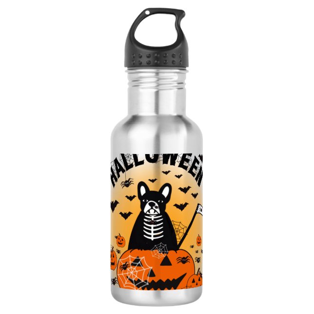 Halloween Frenchie 710 Ml Water Bottle (Front)