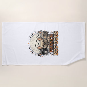 Halloween Frenchie Boo Dogs Funny Vintage_1 Beach Towel