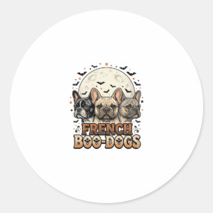 Halloween Frenchie Boo Dogs Funny Vintage_1 Classic Round Sticker