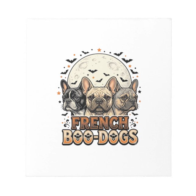 Halloween Frenchie Boo Dogs Funny Vintage_1 Notepad (Front)