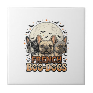 Halloween Frenchie Boo Dogs Funny Vintage_1 Tile